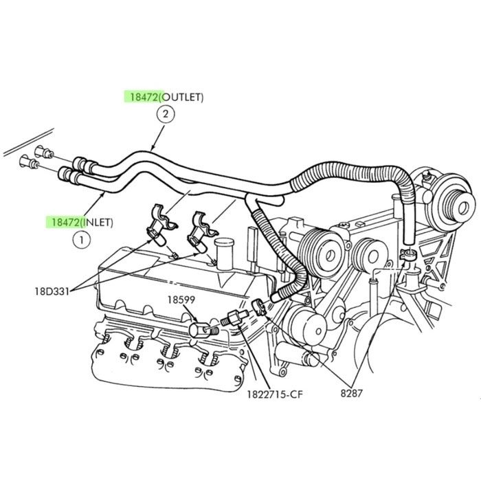 #25-016 INLET HEATER HOSE 1999-2003 7.3L 2003 6.0L