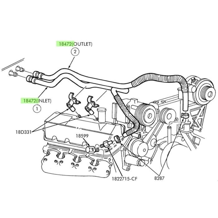 #25-016 INLET HEATER HOSE 1999-2003 7.3L 2003 6.0L F Series